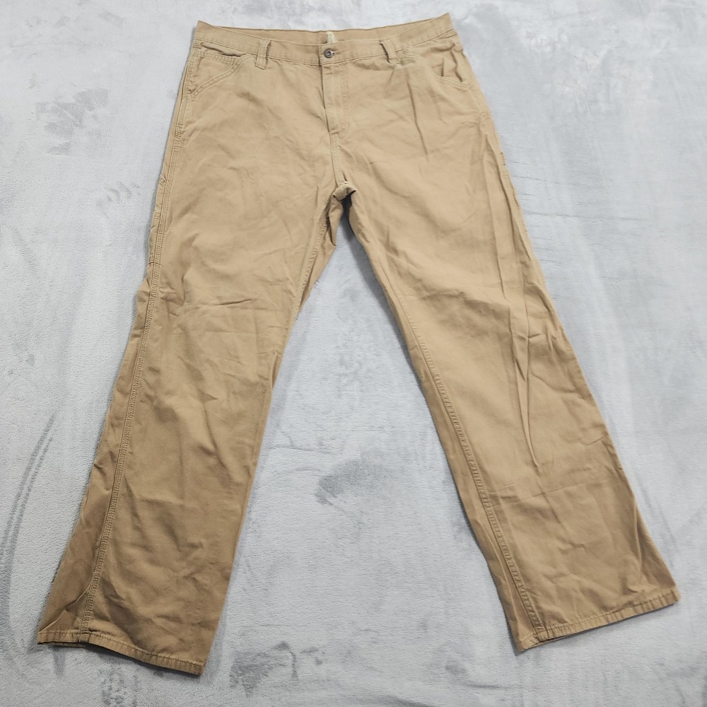 Faded Glory Pants Mens 38x34 Beige Relaxed Fit Carpenter Cargo Canvas Workwear